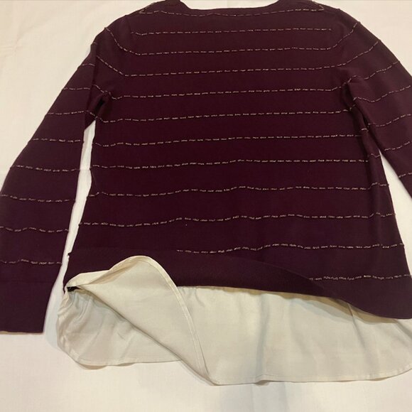 Calvin Klein Women Knit Sweater Striped Purple/Gold Size M - Picture 4 of 6